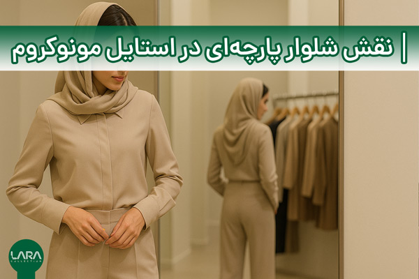 نقش شلوار پارچه‌ای در استایل مونوکروم-فروشگاه لباس زنانه لارا
