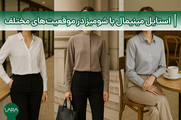 استایل مینیمال با شومیز در موقعیت‌های مختلف